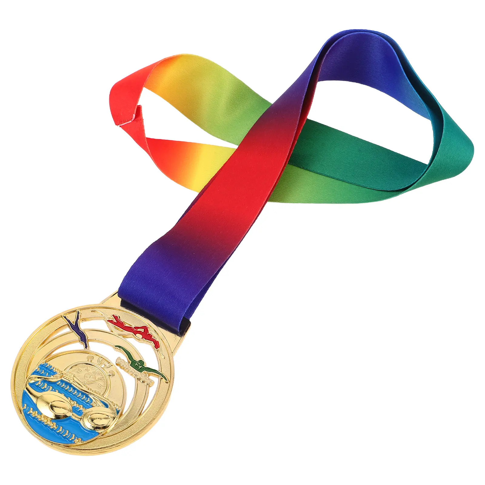 

Металлическая наградная медаль для соревнований по плаванию с лентой на шею, креативный дизайн, приз за первое место, награда победителю спортивных соревнований