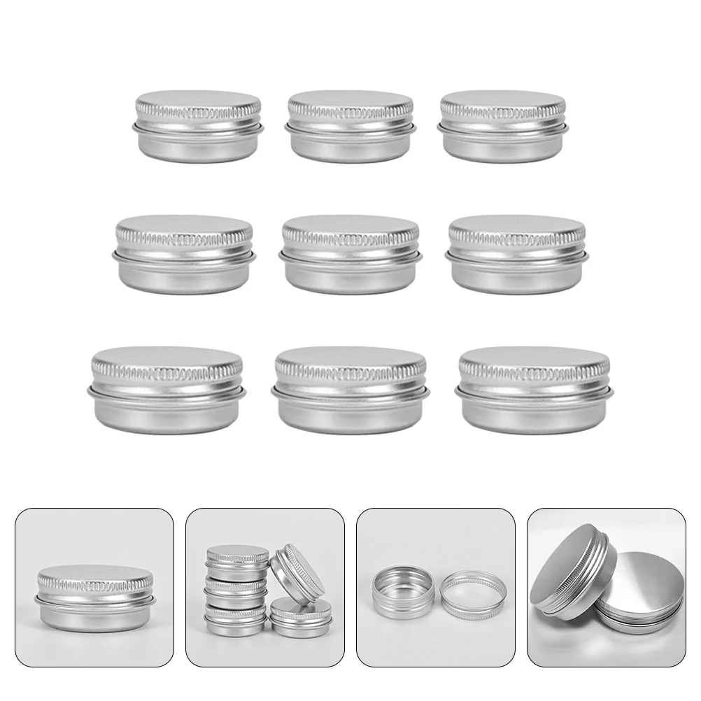 9 Pcs Round Aluminum Can Jar Lip Balm Metal Mini Cream Holder Cans Travel Portable Compact Size Easy Carry Makeup Needs Craft