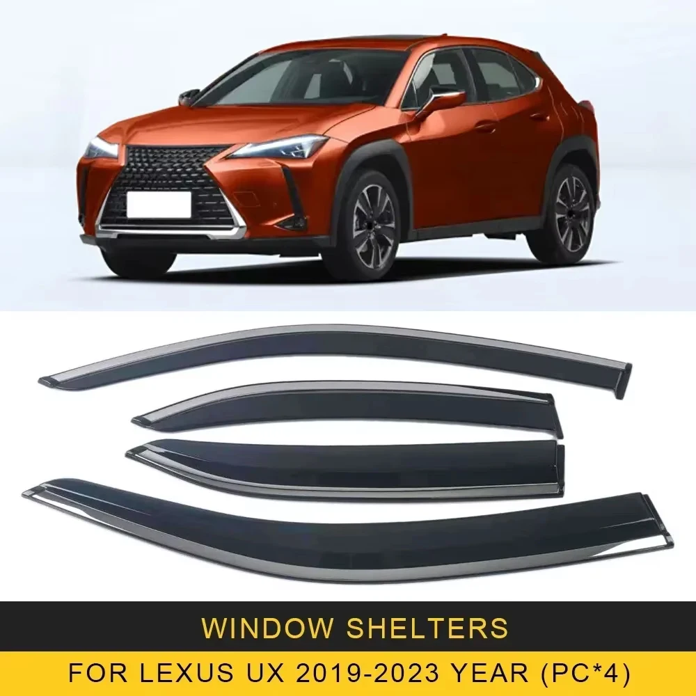 

Chrome Strips Rain Guards for Lexus UX 2019-2023 Window Visor Wind Deflectors Door Visor Vent Shades Ventvisor