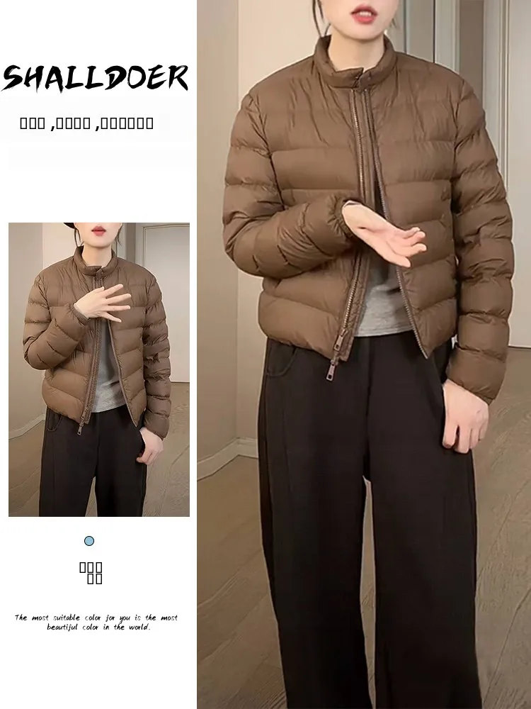 

Женская повседневная теплая хлопковая куртка с воротником-стойкой и длинными рукавами, простая и стильная верхняя одежда