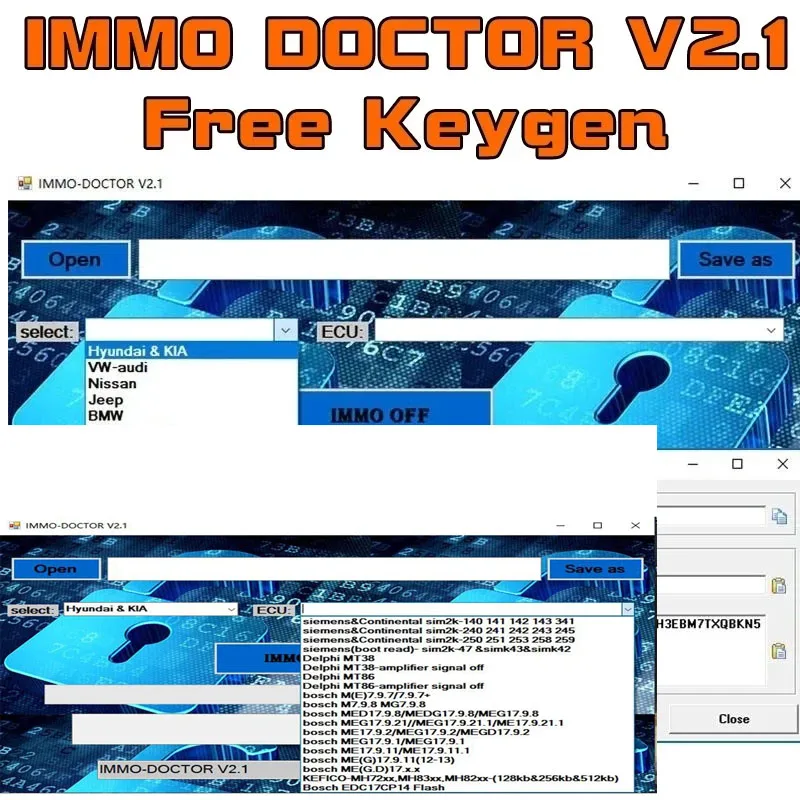 

software IMMO DOCTOR V2.1 With Unlimited KEYGEN MULTI BRAND Immo Off Software ECU Chip Tuning for sim2k MT38 ME 17.9.2 MED17.9.8