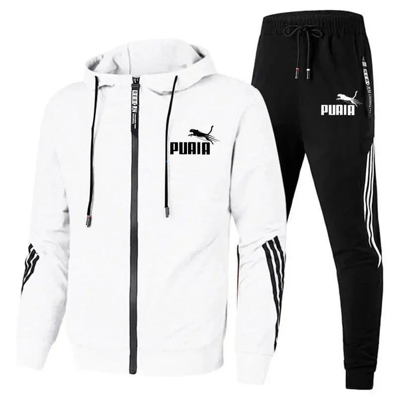Men's hoodie sets, autumn and winter new zipper jackets, sweatpants, fashionable sportswear, running, fitness, basketball, etc