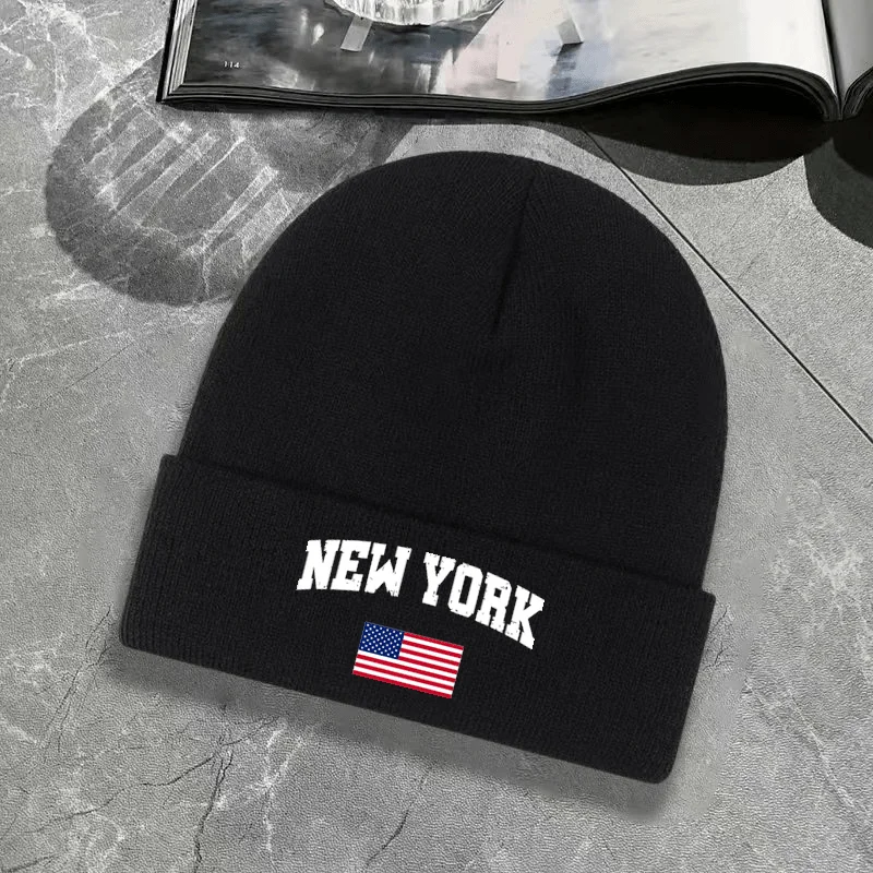 

Unisex Outdoor Essential Cold-Proof Knit Hat TrendyNEW YORKPrinted Versatile Warm Knitted Hat