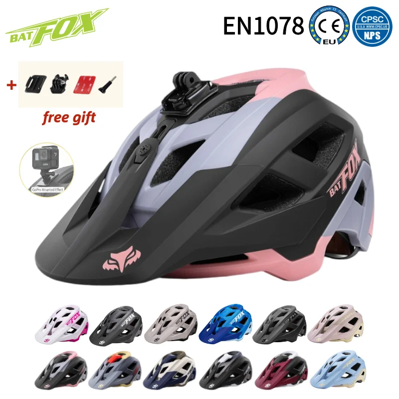 

BATFOX Mountain Bike Helmet Installable GoPro action camera Outdoor Sports Safety Cap MTB Bicycle helmet Men Women Cycling Gear