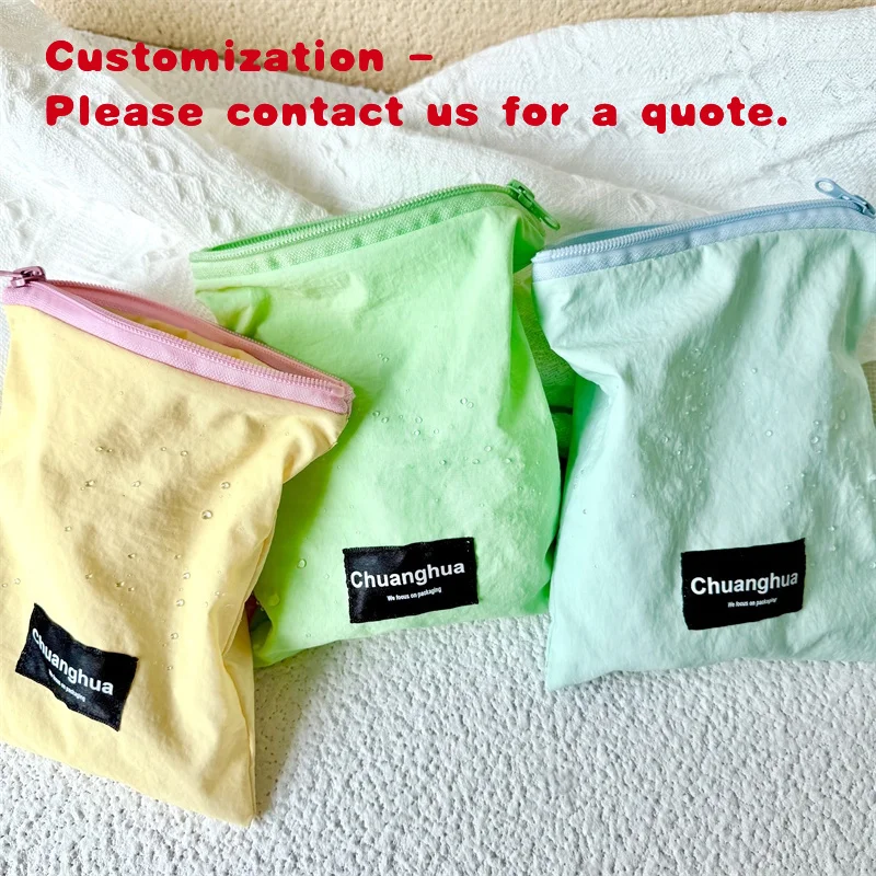 custom.Macaron-colored Nylon Zipper Bag Printed Cosmetic Storage Bag Dust Bag