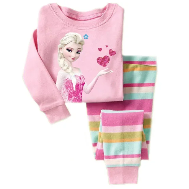 Disney Princess Sleepwear Girls Elsa Anna Clothes Frozen pigiama a maniche lunghe per bambini Set pigiama autunnale per ragazze