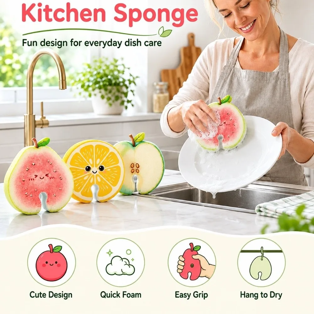 Wood Pulp Wood Pulp Sponge Highly Absorbent Porous Surface Dish Cleaning Scrubber Reusable Soft Texture Kitchen Cleaning Sponge