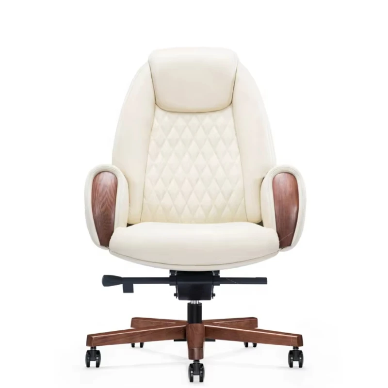 

Luxury Royal Design Wooden Base Leather Executive Boss Office Chair