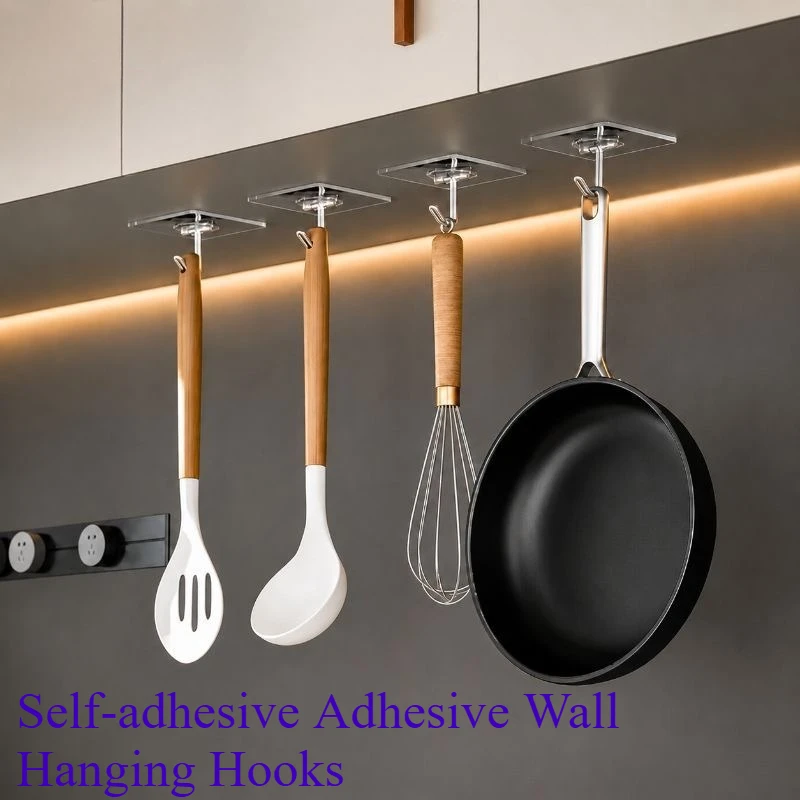 Self-adhesive Adhesive Wall Hanging Hooks Heavy Duty Transparent Seamless Hooks Keys Bathroom Shower Outdoor Kitchen Door Home