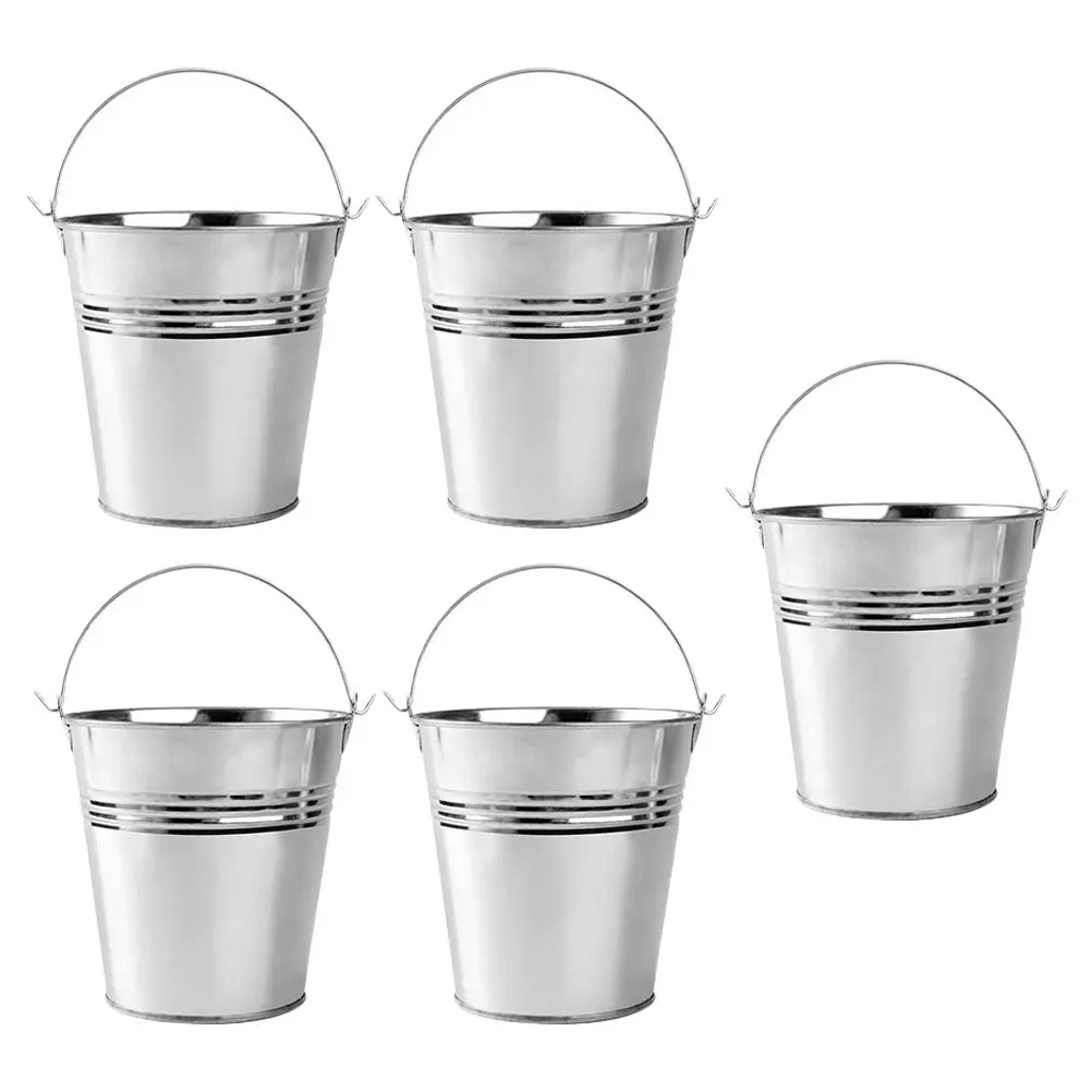 

5pcs Small Flower Bucket Ice French Fries Tinplate Metal Containers Food Storage Chip Serving Mini Baskets Handle Home