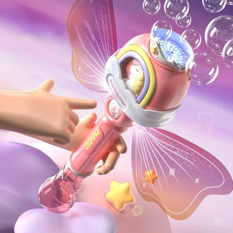 Anjo elétrico bolha vara totalmente automático com asas iluminação portátil vara mágica festa ao ar livre brinquedo de aniversário
