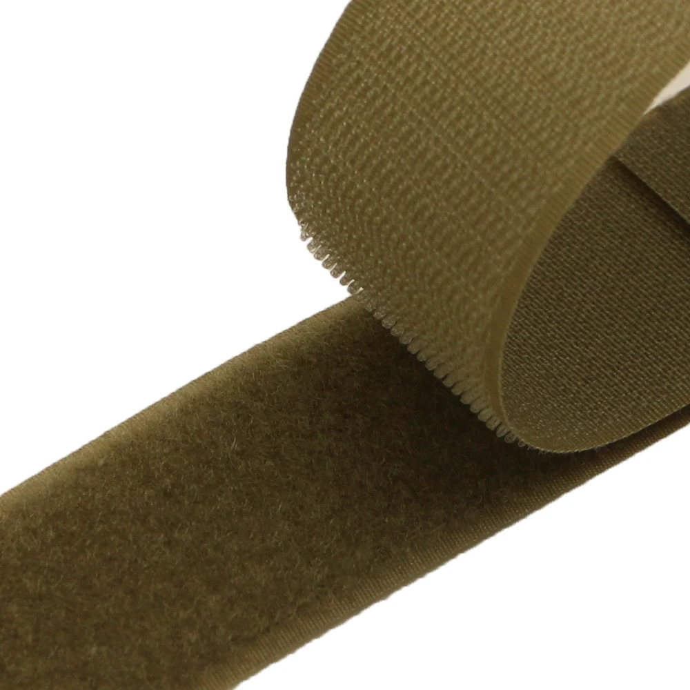 5Meters/Pairs 50mm Brown Non-Adhesive Hook and Loop fastener Tape Khaki Sewing-on the hooks adhesive Magic tape DIY/No glue