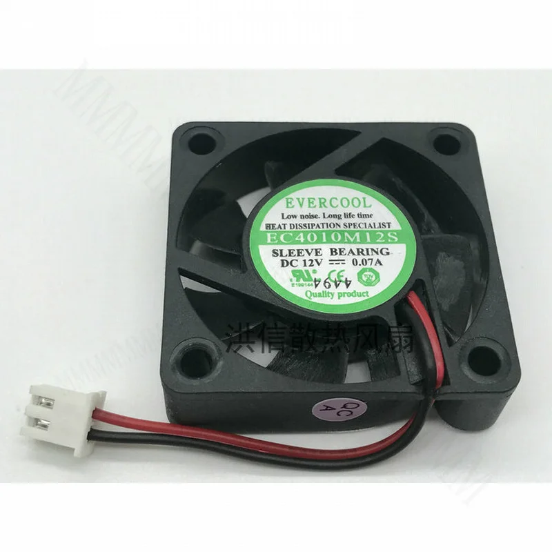 TT  New EVERCOOL 4010 EC4010M12S 12V 0.07A 4cm 40*10MM 2-wire silent fan