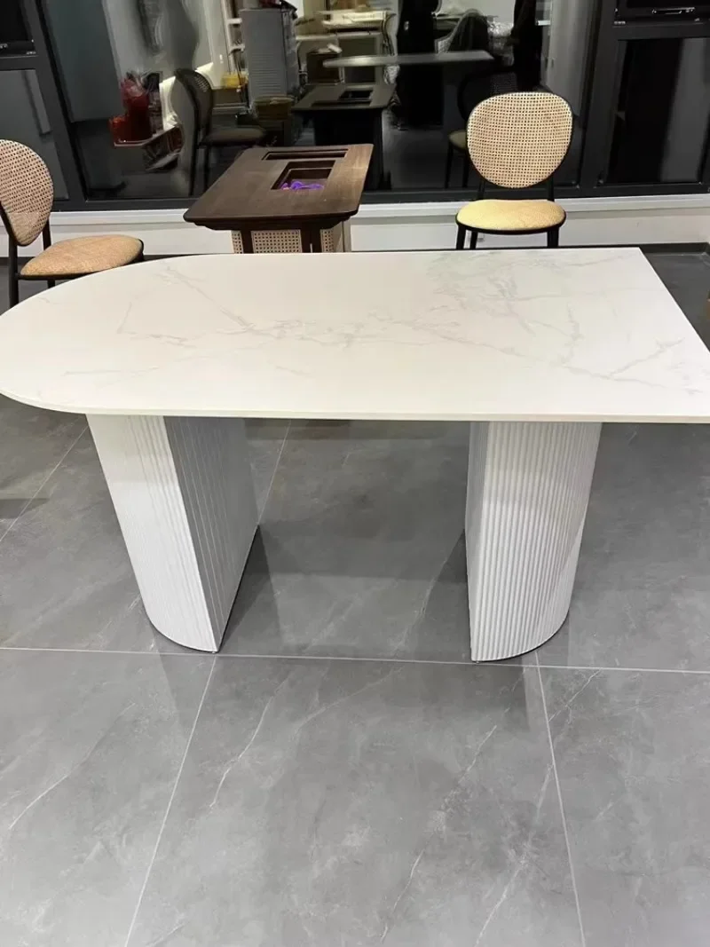 metal cylindrical support rock slab island dining table base