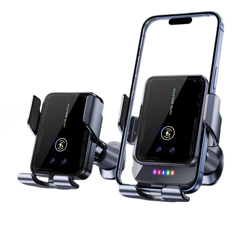 15W Universal Car Phone Wireless Charger Holder Auto Sensing Four-Axis Linkage Mount for Samsung S25 Iphone 17 16 15 14 13 12