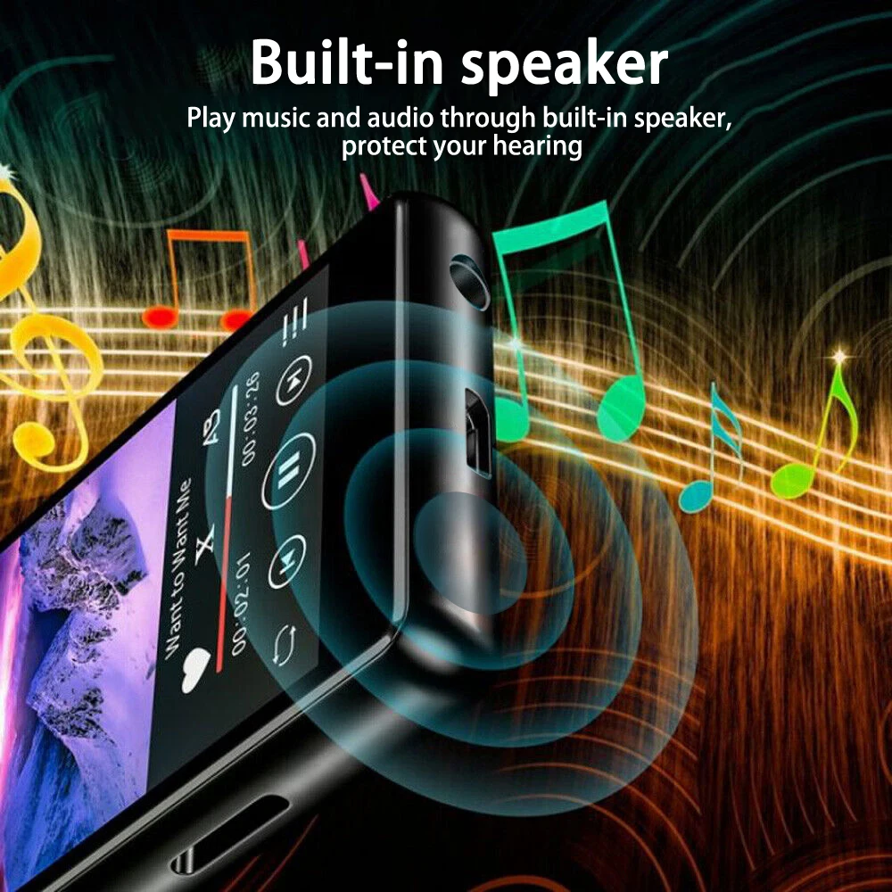 2.5 Inch Full Screen MP3 Bluetooth 5.0 For Walkman Student Version Mini Portable MP3 Music Player Built In Speaker Support Card