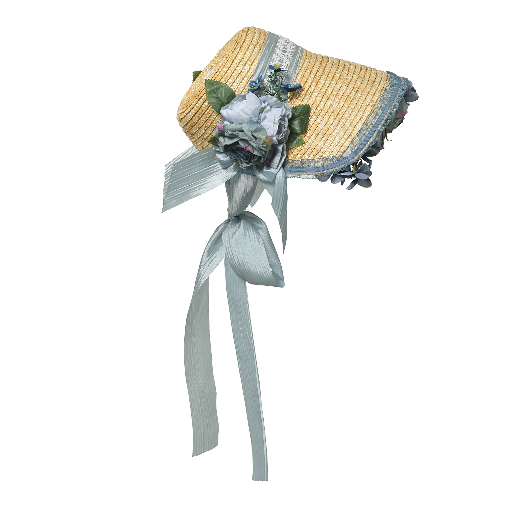 Rococo Vintage Victorian Straw Bonnet Hat Party Cosplay Afternoon Tea Costume Accessories view 5