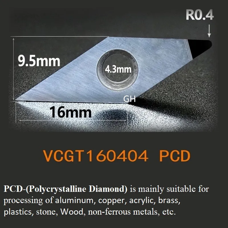 Imagem -05 - Ferramentas de Torneamento do Cortador do Diamante do Pcd Torno Chato Externo do Cnc Placas de Corte de Carboneto de Alumínio de Latão Vcgt160404 Vnmg160408