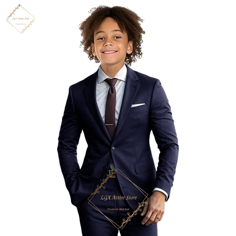 Elegant and slim-fitting two-piece classic suit for boys, suitable for formal occasions such as weddings and parties.