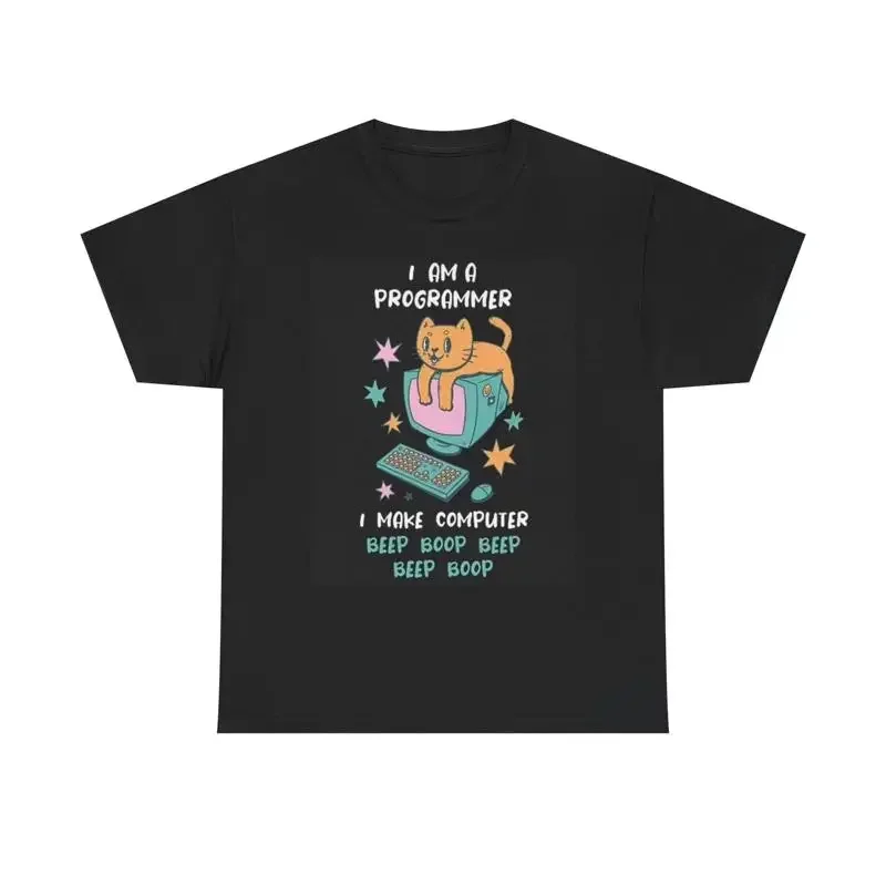 I Am A Programmer T Shirt Funny Cats Heavy Cotton