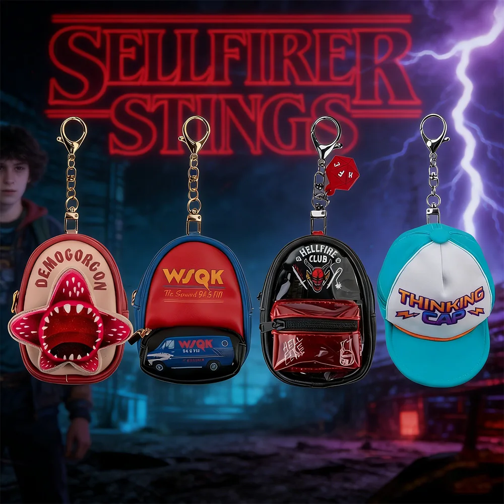 1PC Stranger Things Officially Licensed 3D Figurine Bag Clip Anime Figure Keychain Cute Cartoon Collector Kering Backpack Decor