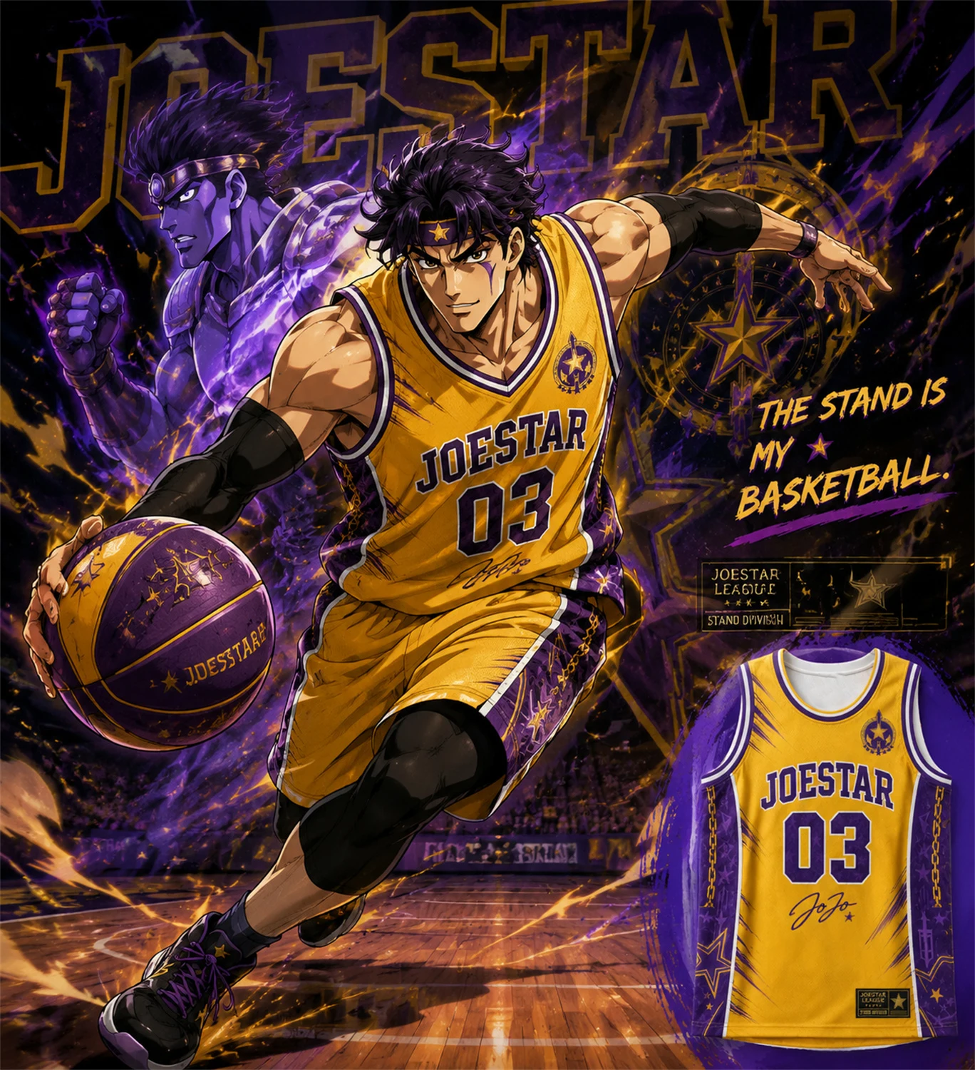 Purple Basketball Warrior Poster Sports Wall Art Dynamic Player Jersey Room Decor Gaming Bedroom Hanging Banner