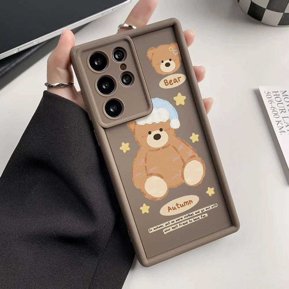Full Coverage Shockproof Anti-Vibration Case for Samsung Galaxy S25 Ultra, Cute Bear Pattern Heavy-Duty Durable Protective Cover
