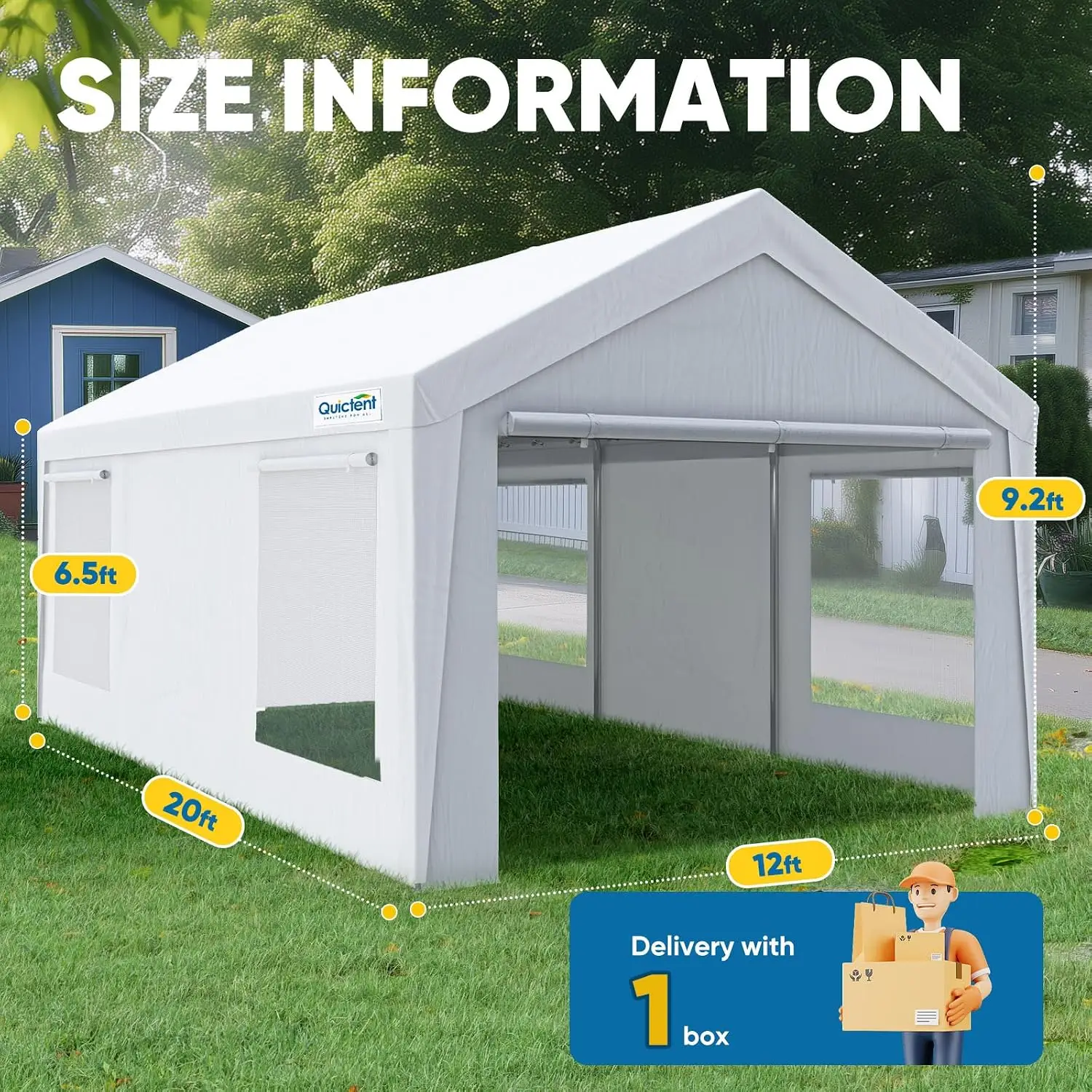 12x20 FT Heavy Duty Upgraded Carport, Reinforced Galvanized Outdoor Garage Canopy Tent with Roll-up Ventilated Windows