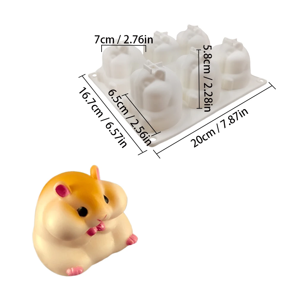 3D Hamster Silicone Cake Mold Cute Mouse Dessert Mold Candle Mold Cake Decorating Tools Baking Chocolate Mould Kitchen Accessory