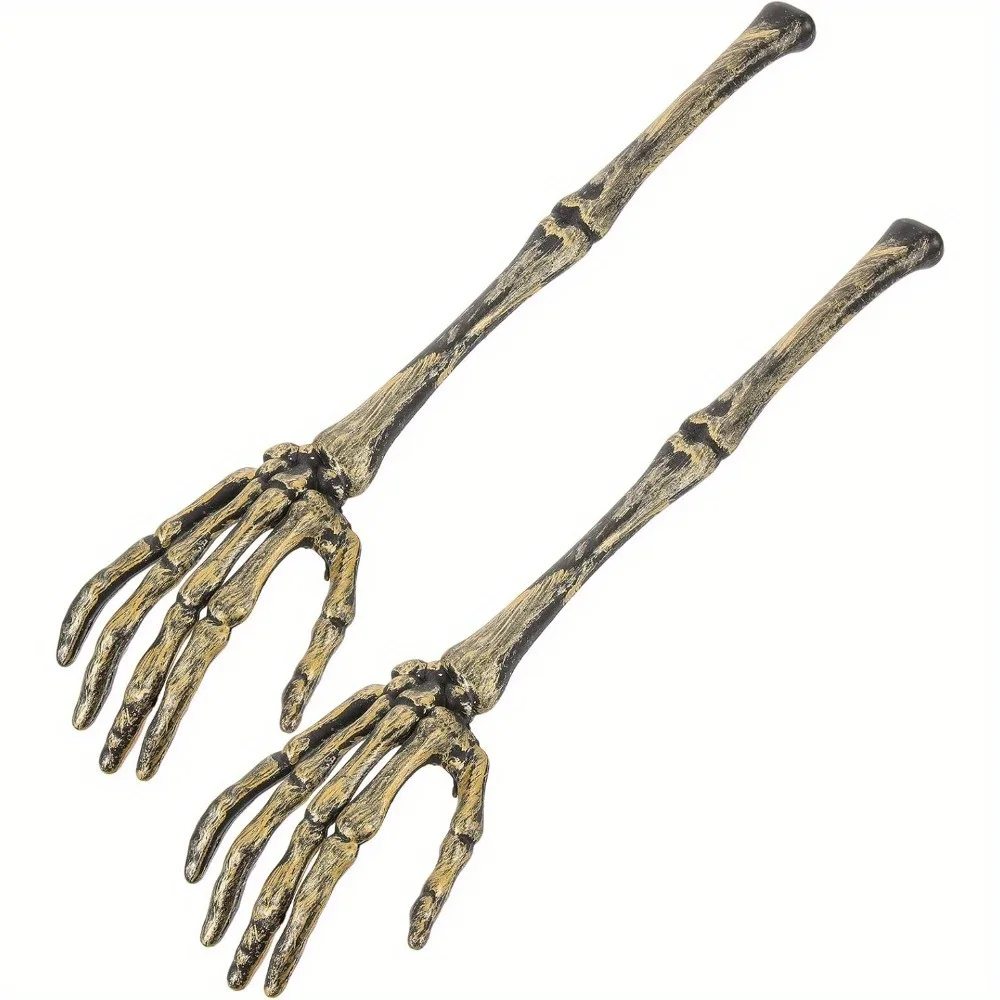 2PCS Skeleton Arm Staff - Halloween Spooky Decor Salad Spoon and Skull Flatware for Kitchen Use - Unique Skeleton Design