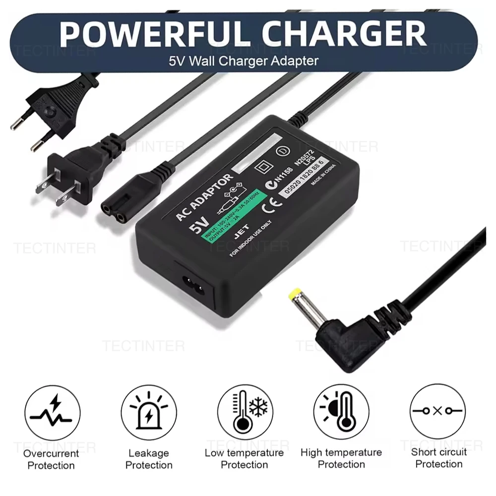 EU US Plug AC Adapter Wall Charger for PSP Charger Power Supply Cord Compatible with Sony PlayStation PSP 1000 2000 3000 Series