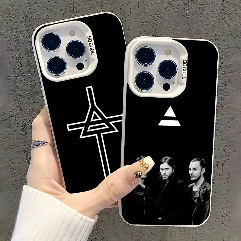 30 segundos a Marte 30STM funda de teléfono para iPhone 17,16,15,14,13,12,11,Pro,XS,Max,Plus,Mini,SE blanco caramelo mate cubierta a prueba de golpes