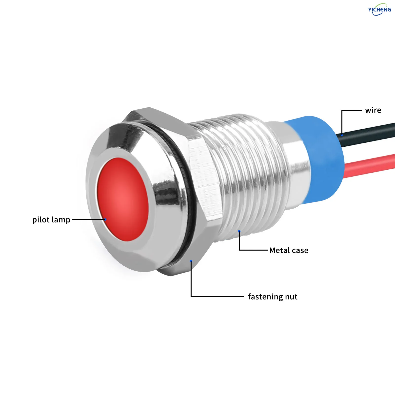 50 шт. светодиодный излучающий свет, металлический индикатор, сигнальная лампа мощности 6 мм ~ 12 мм, напряжение 3 В-220 В. С кабелем 150 мм, IP65. OEM, на заказ, оптовая продажа