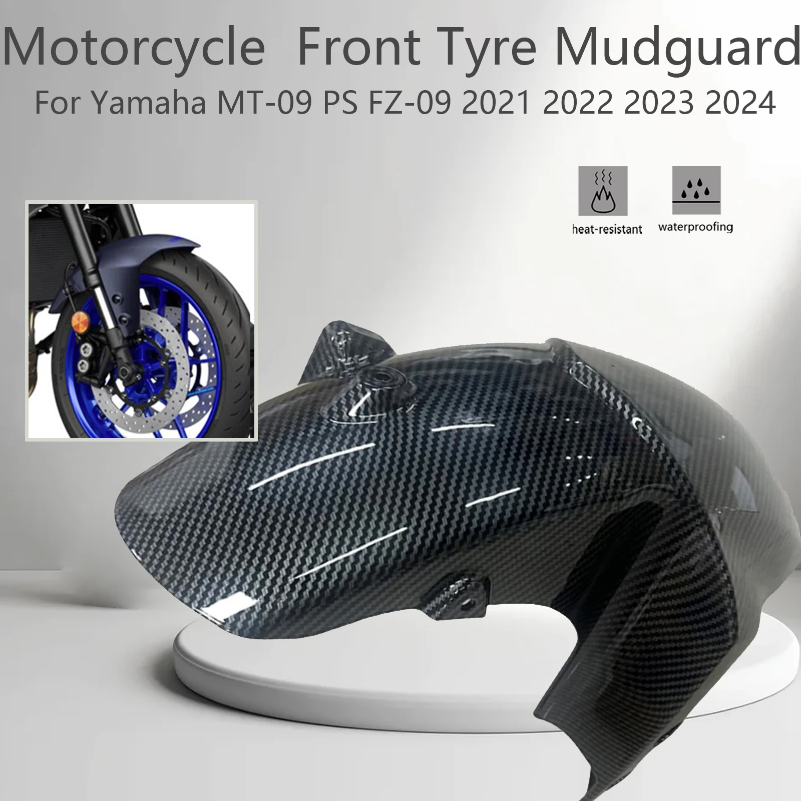 

Motorcycle Front Fender For Yamaha MT-09 MT09 MT 09 mt09 mt-09 2021-2024 Splash Mudguard ABS Carbon Fiber Accessories