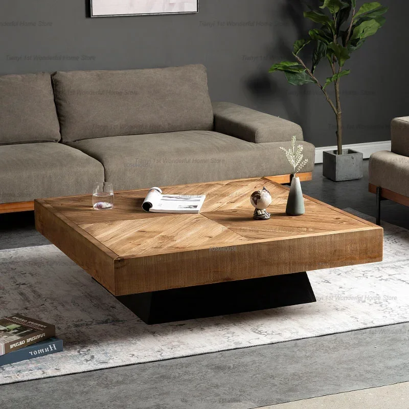 Nordic Solid Wood Coffee Table For Living Room Furniture Home Retro Design Creative Square Tea Table American Sofa Side Table