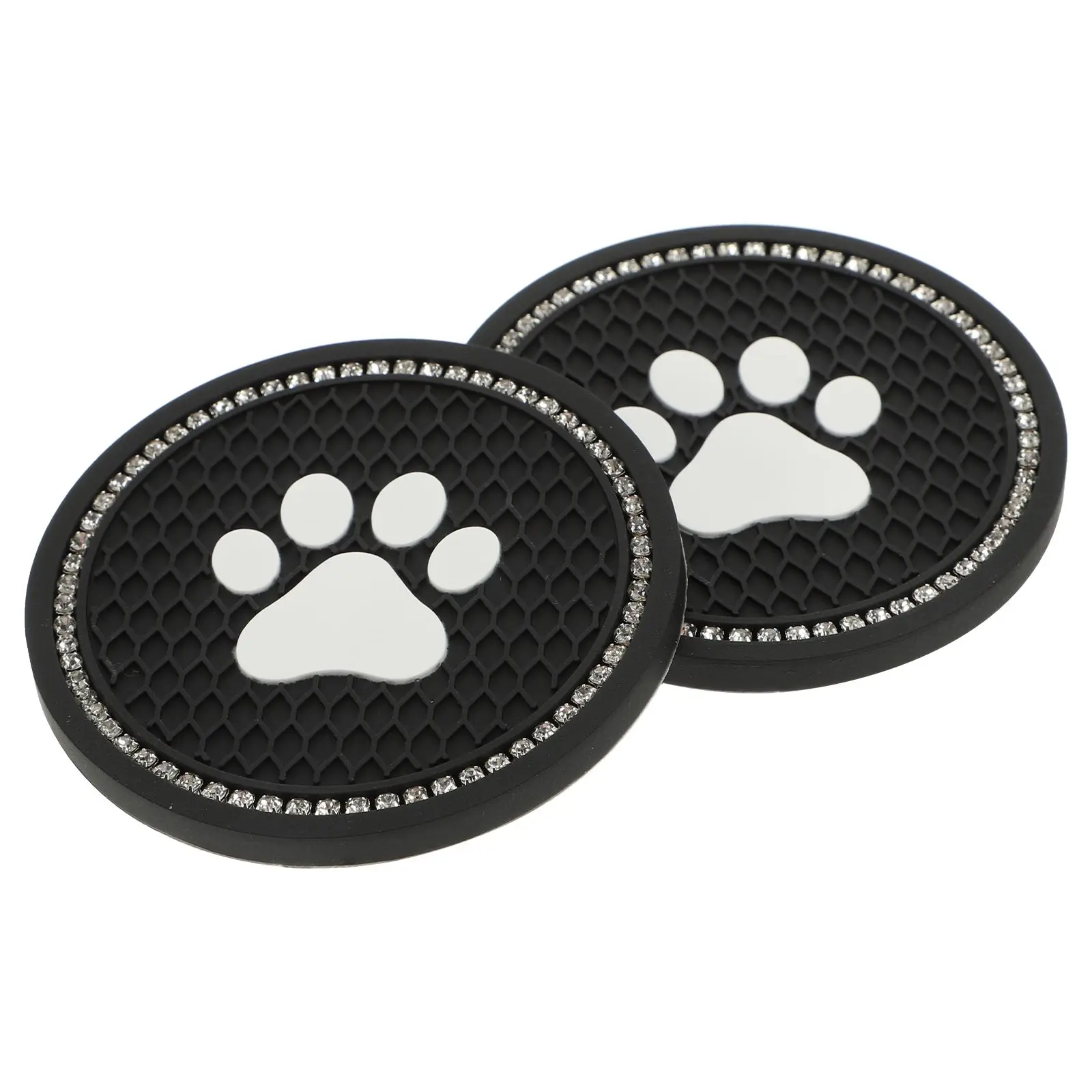 

2Pcs Cat Paw Coaster PVC Cup Mats Car Scalable Holder Diamond Pattern Beverage Rack Heat InsulationVintageCarDecor