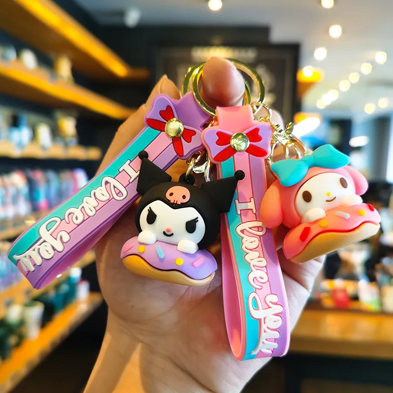 

2nd Generation Donut Sanrio Keychain Kuromimi Melody Doll Bag Doll Machine Small Gift Small Accessory Y2k Fashion Toys Anime