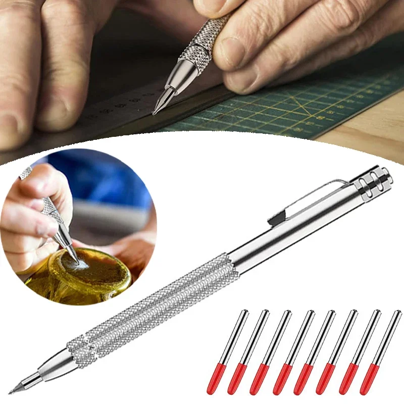 Magnetic Alloy Scribe Pen Carbide Scriber Pen Metal Wood Glass Tile Cutting Marking Engraving Pens Woodworking Hand Tool Kits