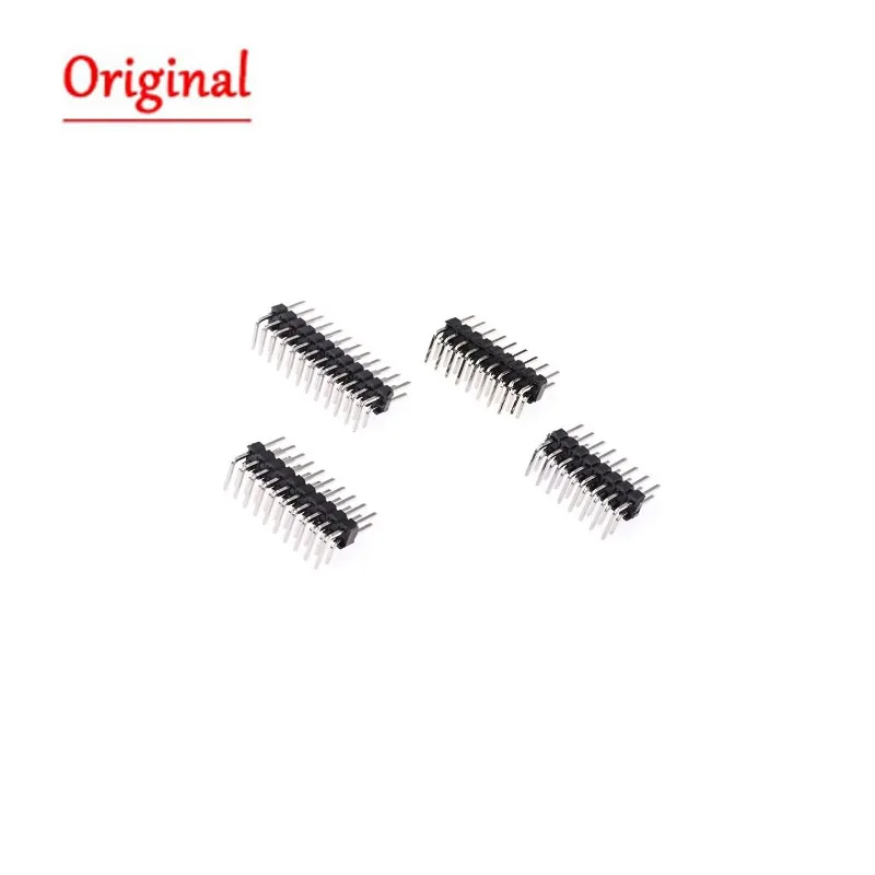 10Pcs 2.54mm Double Row Right Angle Pin Header Strip Male Pin Header Connector 2x2/3/4/5/6/7/8/10/40P for PCB Soldering Welding