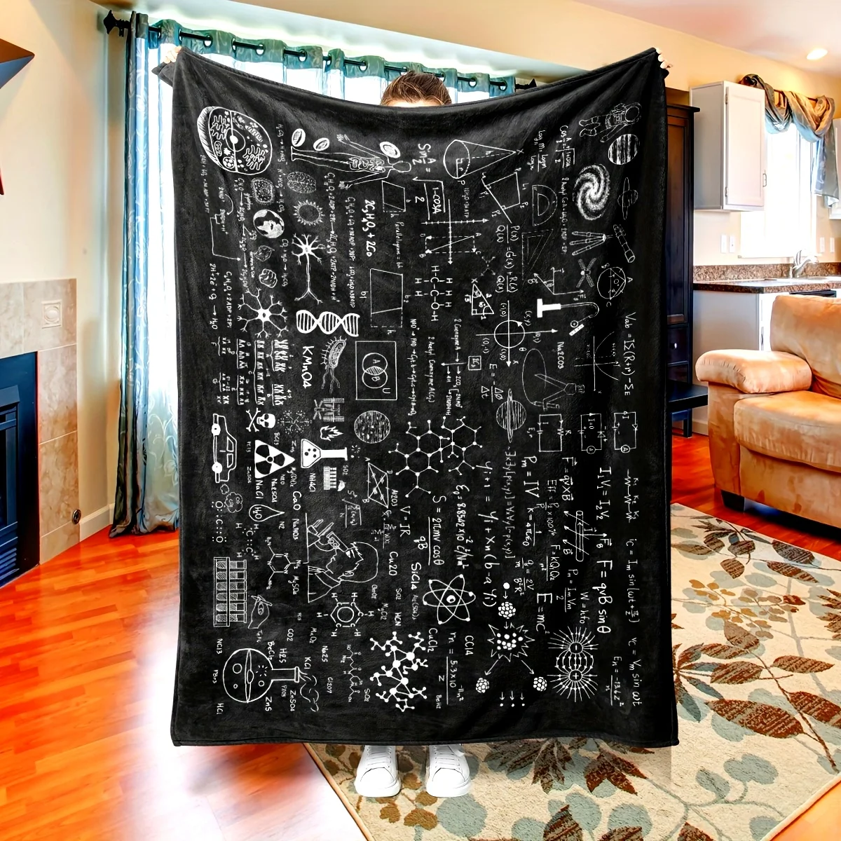 Scientific Chemistry Math Equation Flannel Throw Blanket Molecular Diagram Science Art Physics Academic Gift Home Decor Polyeste