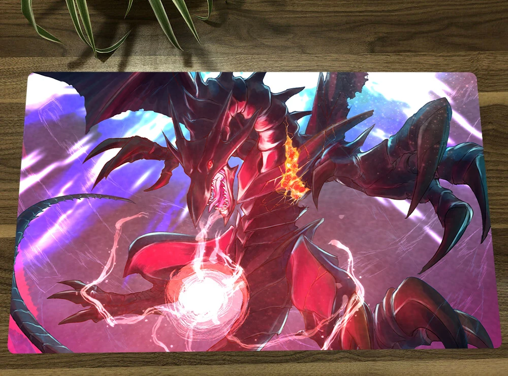 YuGiOh Red-eyes Black Dragon TCG Mat Trading Card Game Mat CCG Playmat Rubber Mouse Pad Desk Table Gaming Play Mat 60x35cm