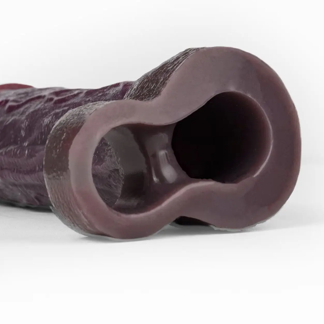 FAAK Black Fantasy Silicone Male Hollow Dildo Adult Sex Toys Realistic Penis Sleeve Extender Enlarger with Cock Ring for Men