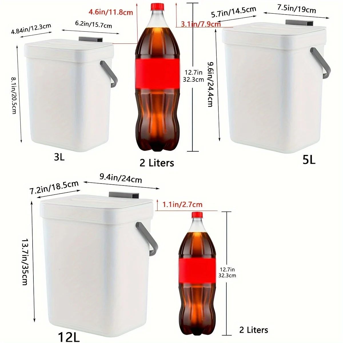 Platzsparender, leis geschlossener Mülleimer – 3/5 l, umweltfreundlicher, versiegelter Mülleimer für Küche und Büro, kein Strom erforderlich – Detail 6