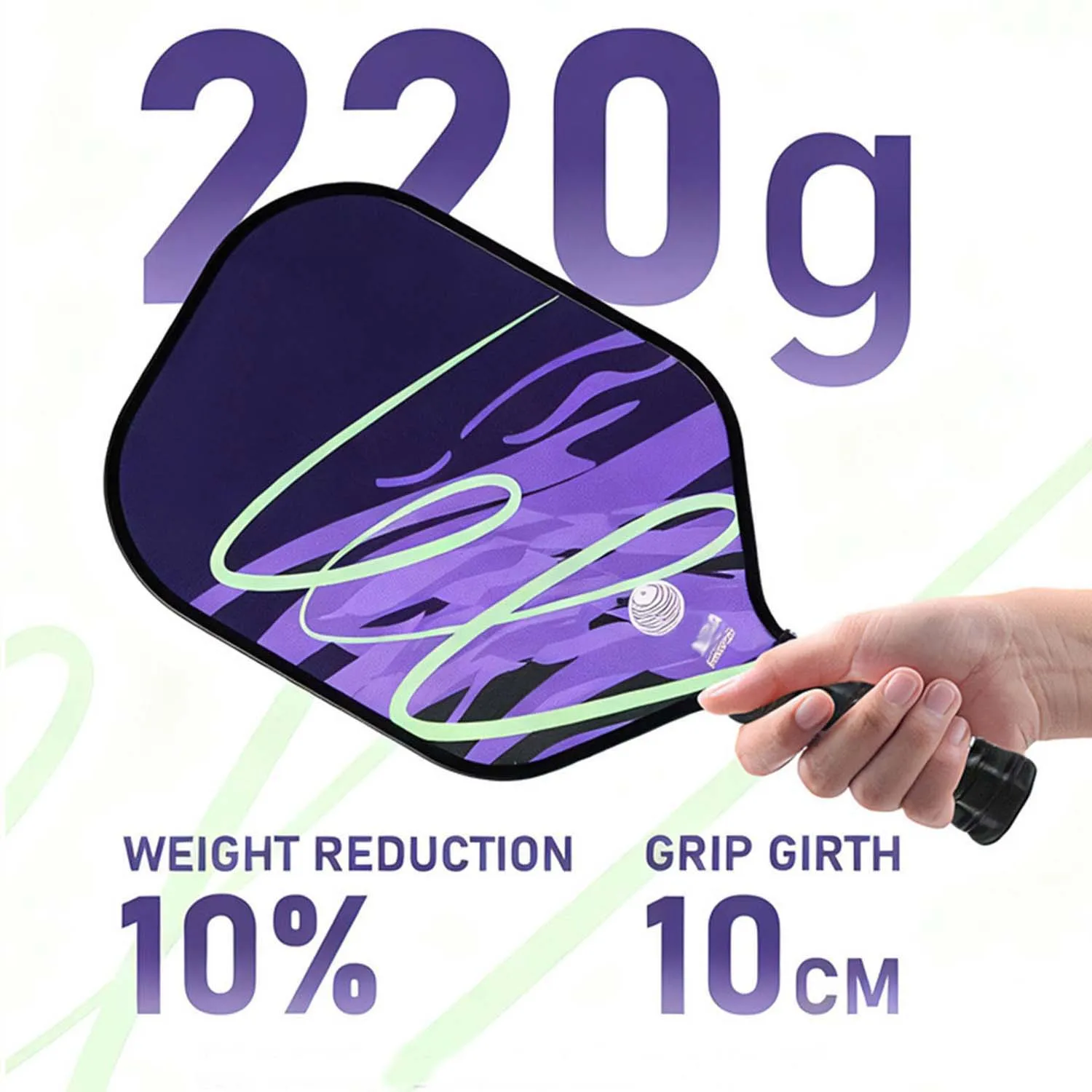 Pickleball racket set (2-piece), lightweight 220 grams, beginner-friendly pickleball racket, includes 4 balls and storage bag