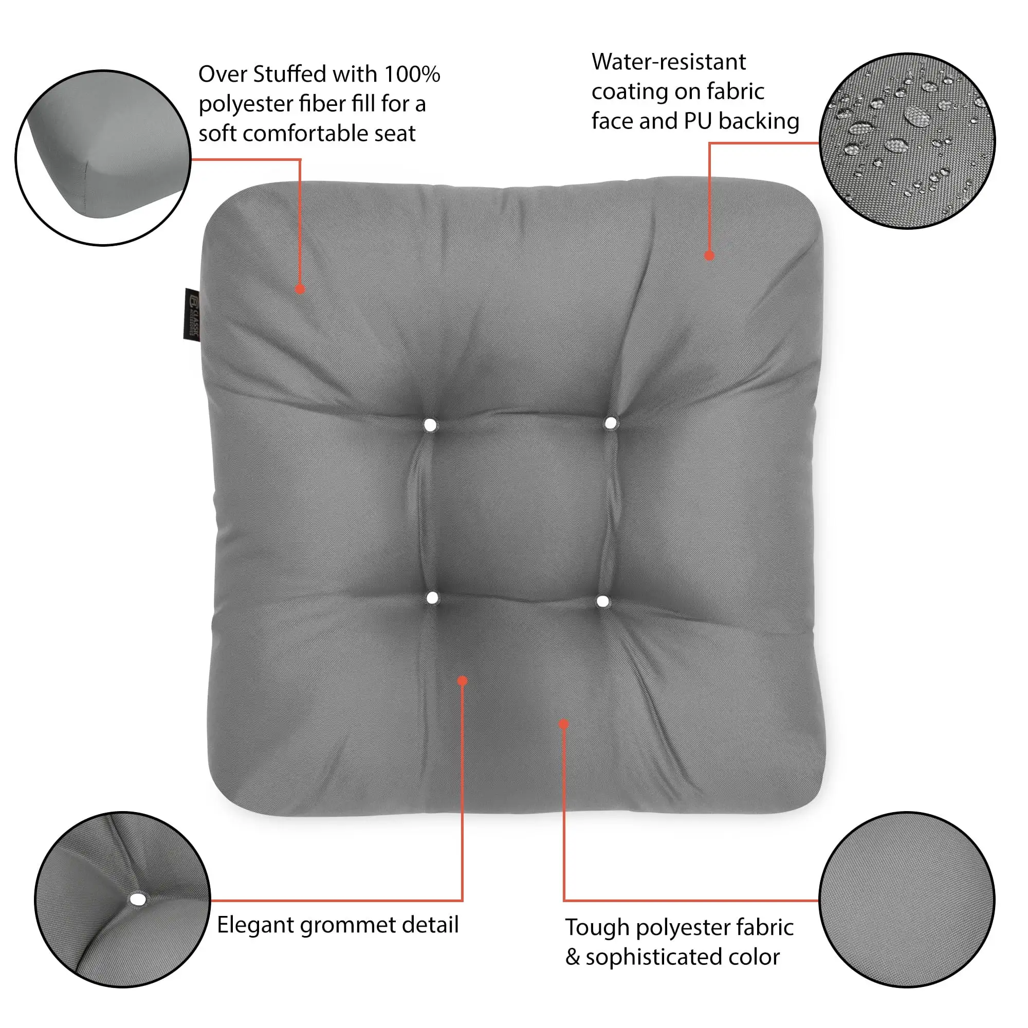 Almofada do assento do pátio, Névoa Lunar, 19 "W, Pacote 2
