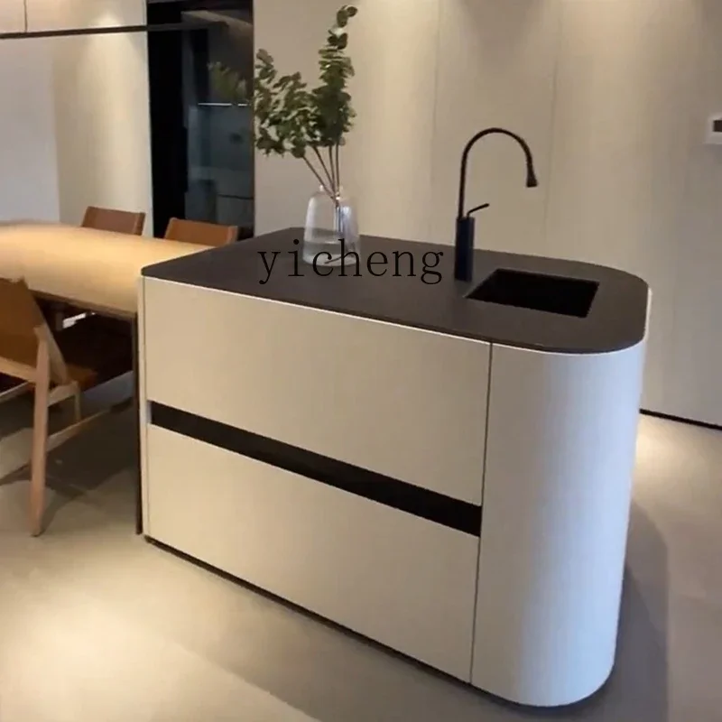 GZ  circular arc island dining table integrated with sink socket storage multi-functional island dining table