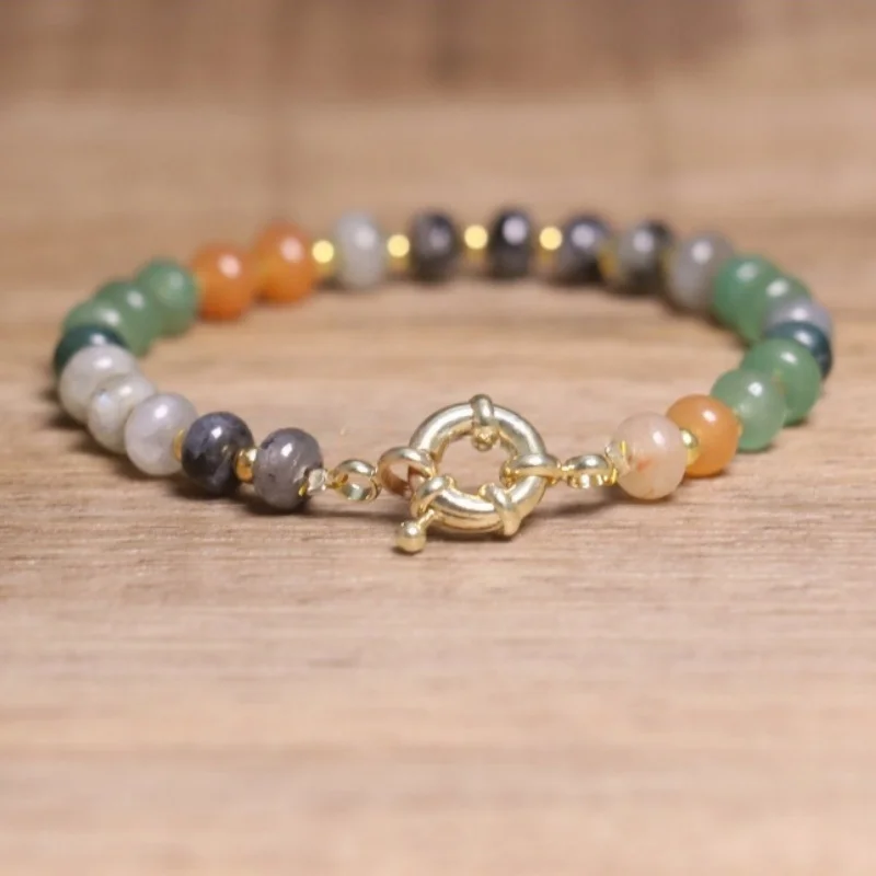 New Natural Gemstone Bracelet, Turquoise Smoke Crystal, Lapis Stone Bead Bracelets Women's Fashion Gift
