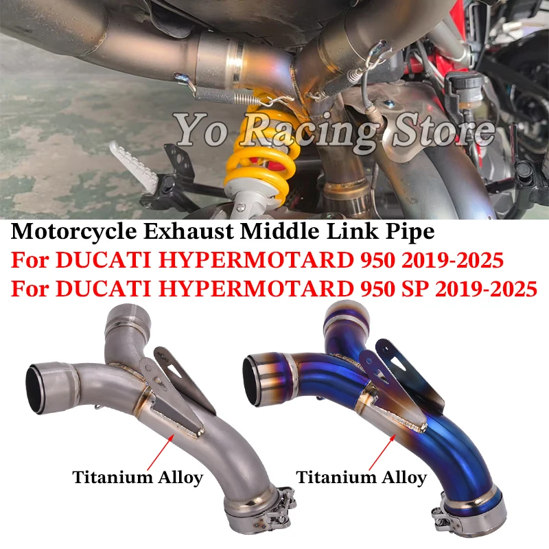 

Motorcycle Exhaust System Titanium Alloy Mid Link Pipe Connect Original Escape Slip On For DUCATI HYPERMOTARD 950 SP 2019 - 2025