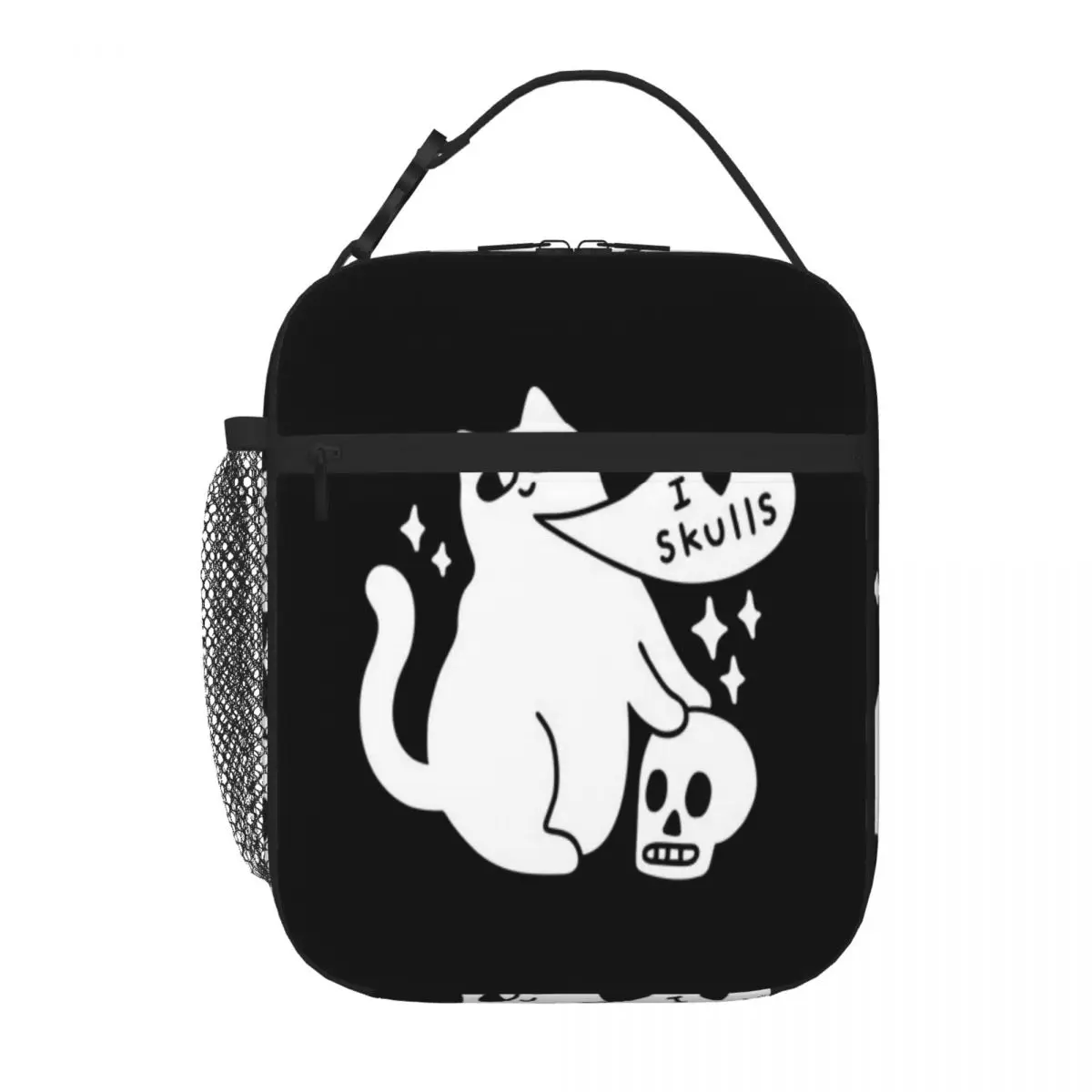 Bestselling I Loves Skulls Cat Minimal Decoration Thermal Tote Airport Travel Canvas Lunch Bag