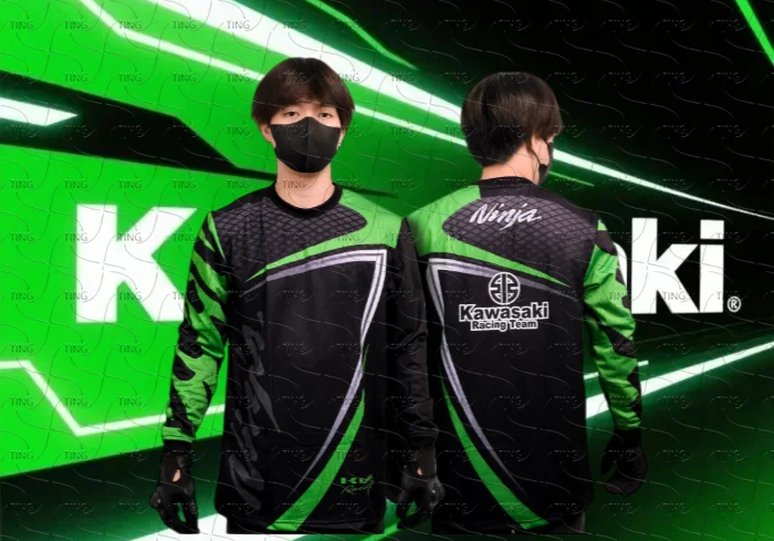 

Kawasaki New 3D Mesh Breathable Quick Drying Cycling Suit for Men and Women Oversized Motorcycle Racing Long Sleeved T-Shirt